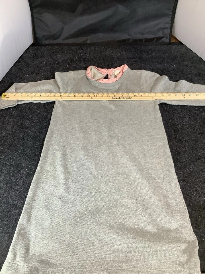 Girls Crewcuts by J.CREW Gray/Pink Plaid Ruffle Tunic Sweater Dress Sz 12 - Image 2 of 3