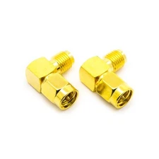 2pcs Coaxial Converter Right Angle Adapter Plug (SMA Male to SMA Female)