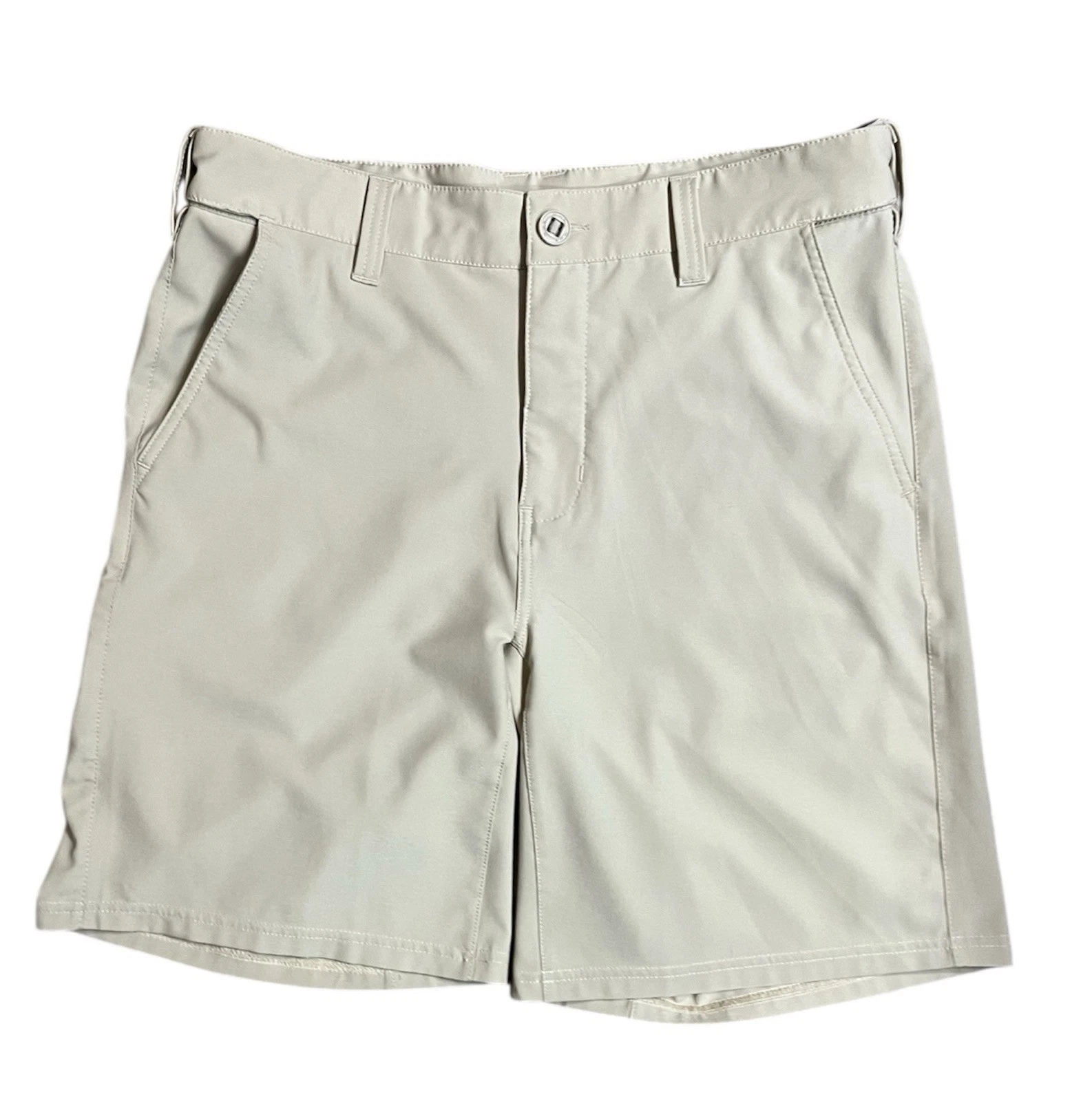 Huk Khaki Performance Fishing Shorts Mens Medium Quick Dry Stretch