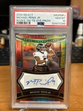 MICHAEL PENIX JR. PSA 10 2024 SELECT ROOKIE AUTO TIE-DYE PRIZM 8/25