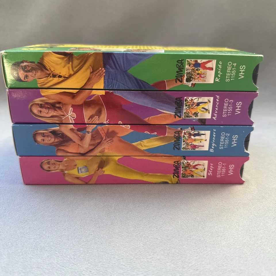 Zumba 4-Tape VHS Set: Steps, Beginners, Advanced, Buns Thighs Abs Vintage 2002 - Image 2 of 4