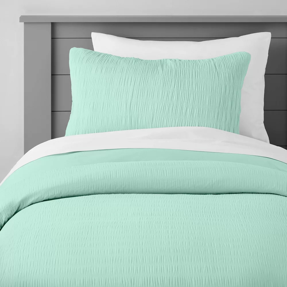 Пододеяльник Pillowfort Seersucker Kids с застежкой на пуговицы OEKO-TEX Mint FullQueen 2190₽