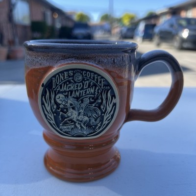 Bones Coffee Co. JACKED O' LANTERN Pumpkin Mug Halloween New! Deneen Pottery Co.