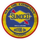 Sunoco Vintage Motor Oil Tin Metal Signs - 8x8 Inch Round Metal Wall Art with
