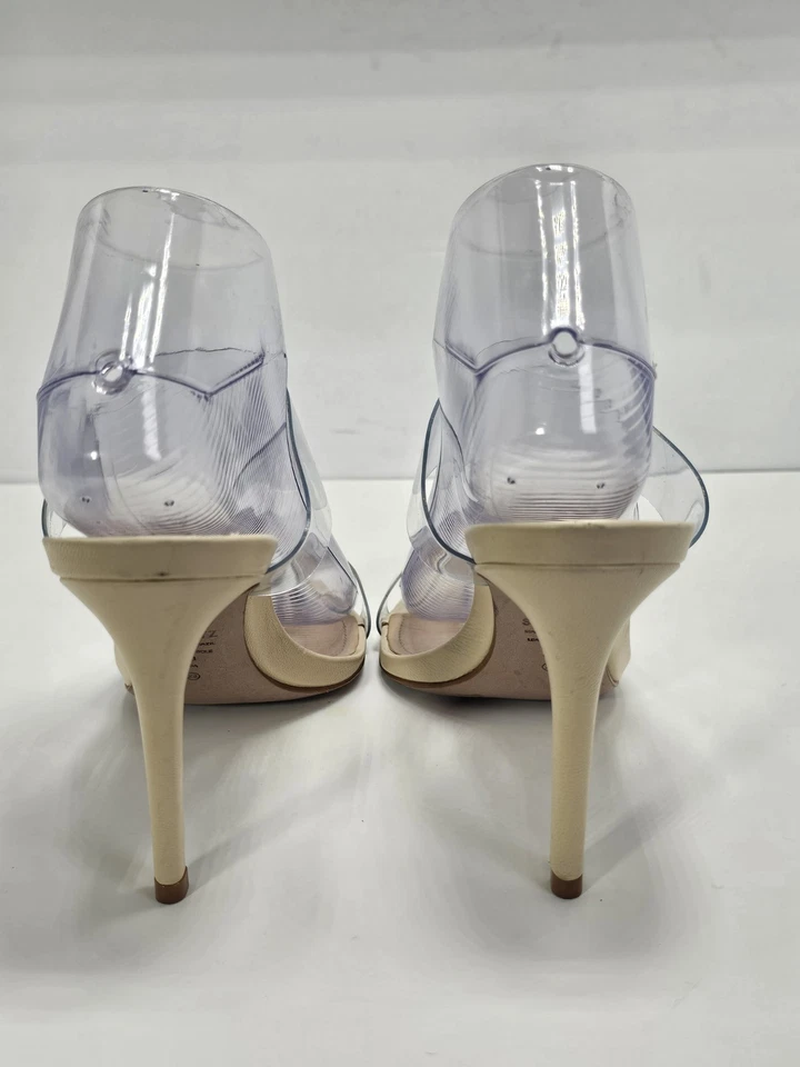 Sandalia Schutz Ariella Gamuza Tacón Alto Oyster Mujer Talla 8 Nude Doble Correa Foto 4 de 4