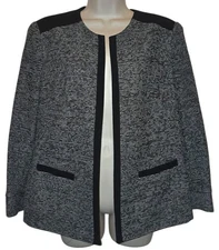 Kasper Lined Black & White Open Front Blazer Size 14 NEW WITH TAGS!