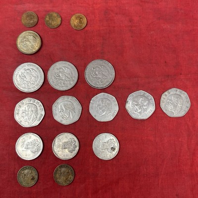 17 MEXICO Coin Lot Foreign Mexican COINS 100 20 5 10 Peso & MORE Variety Year