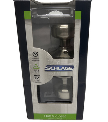 Hall And Closet  Door Knob Satin Nickel Schlage F10 BWE 619 NEW