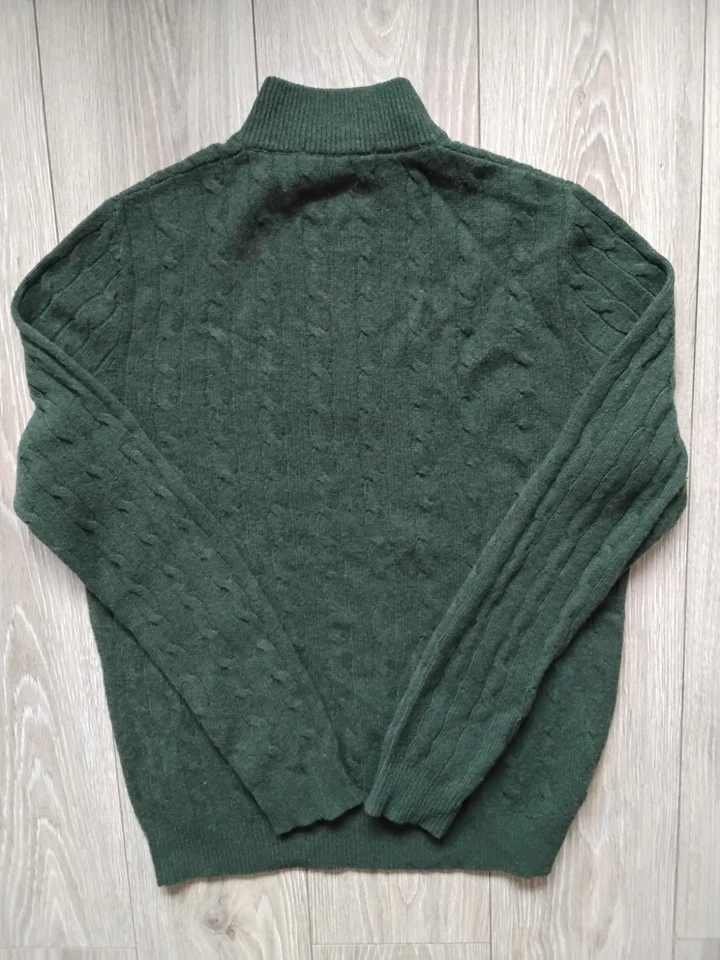 Pringle Of Scotland Green Quarterzip Lambs Wool Jumper Mens Large - Image 2 of 4