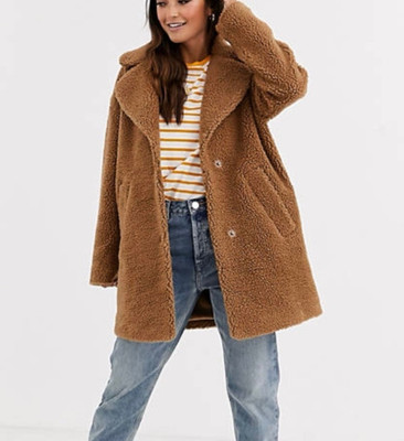 NEW Abercrombie & Fitch Sherpa Peacoat Super Warm & Comfy Size Medium Tan
