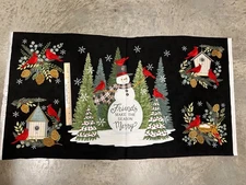 MODA Winter Friends 100% med cotton fabric by the PANEL 24 x 44 BLACK 56139 18