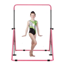 Gymnastics Bar with Mat for 3-9, Adjustable Height Gymnastic Horizontal Bars,...