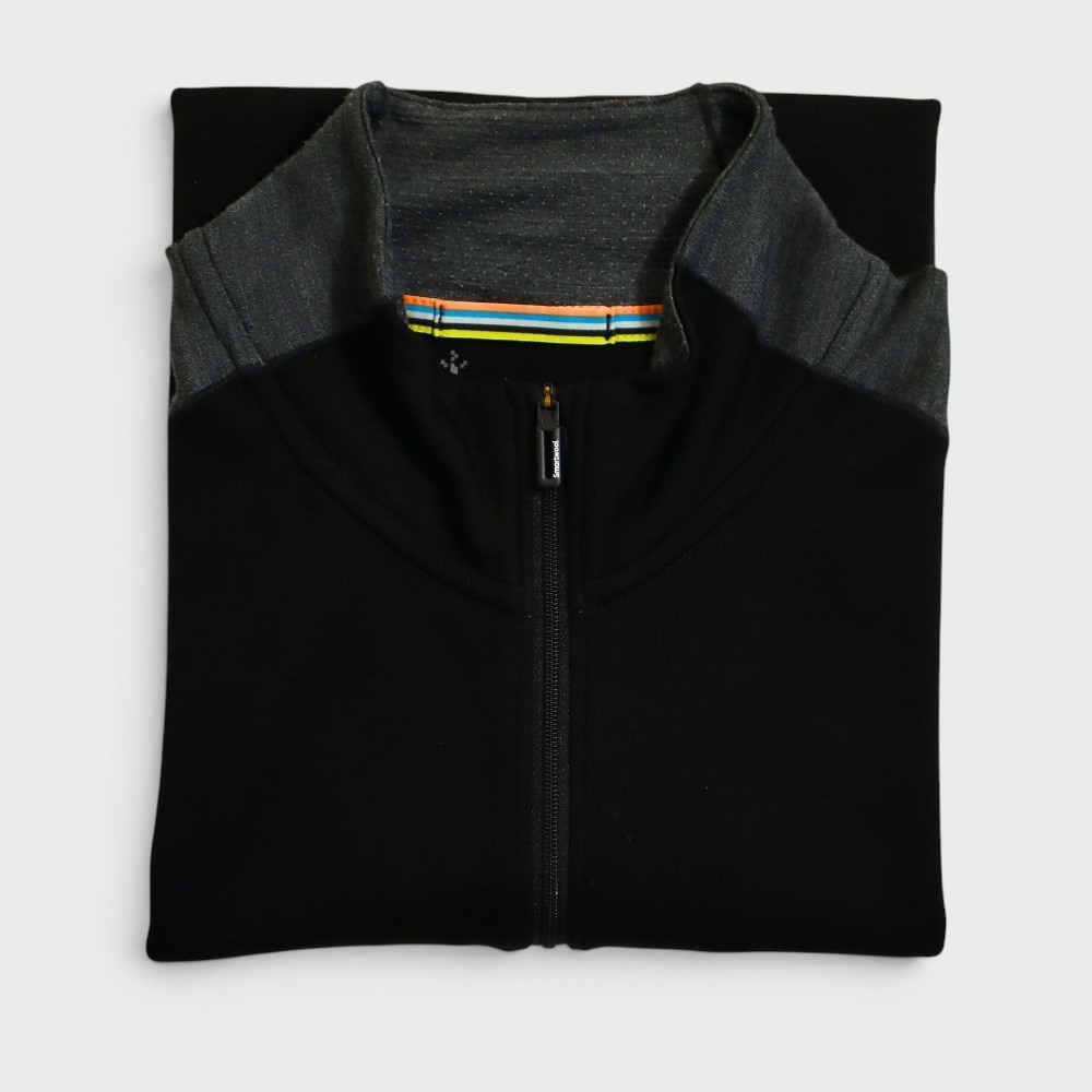 SmartWool 1/4 Zip Light Pullover Sweater Mens Medium Black Merino Wool Blend