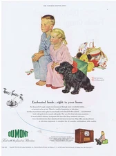 1950 Norman Rockwell Children & Cocker Spaniel Christmas DUMONT TV Print Ad