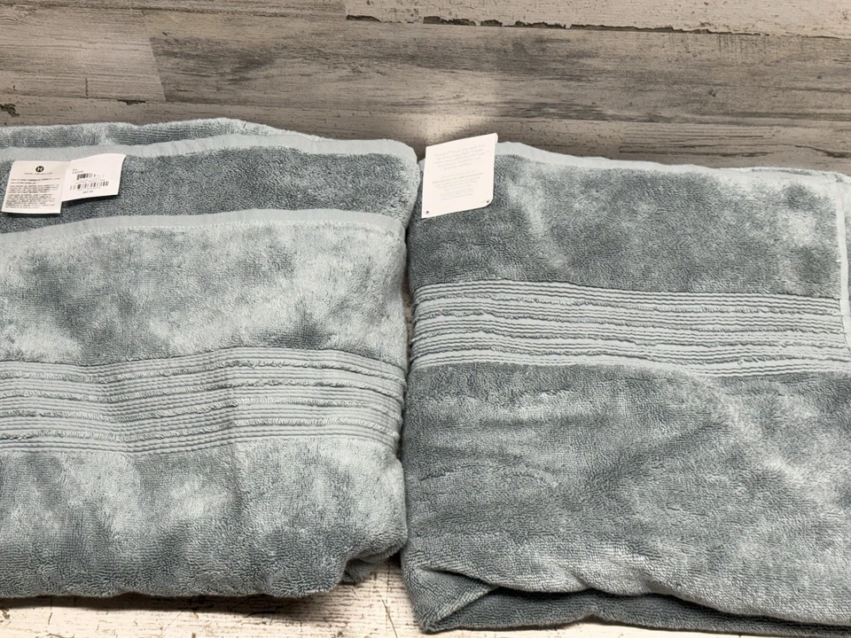 Set of 2 Hotel Collection Turkish 30" x 56" Bath Towels Vapor Blue New - Image 2 of 4