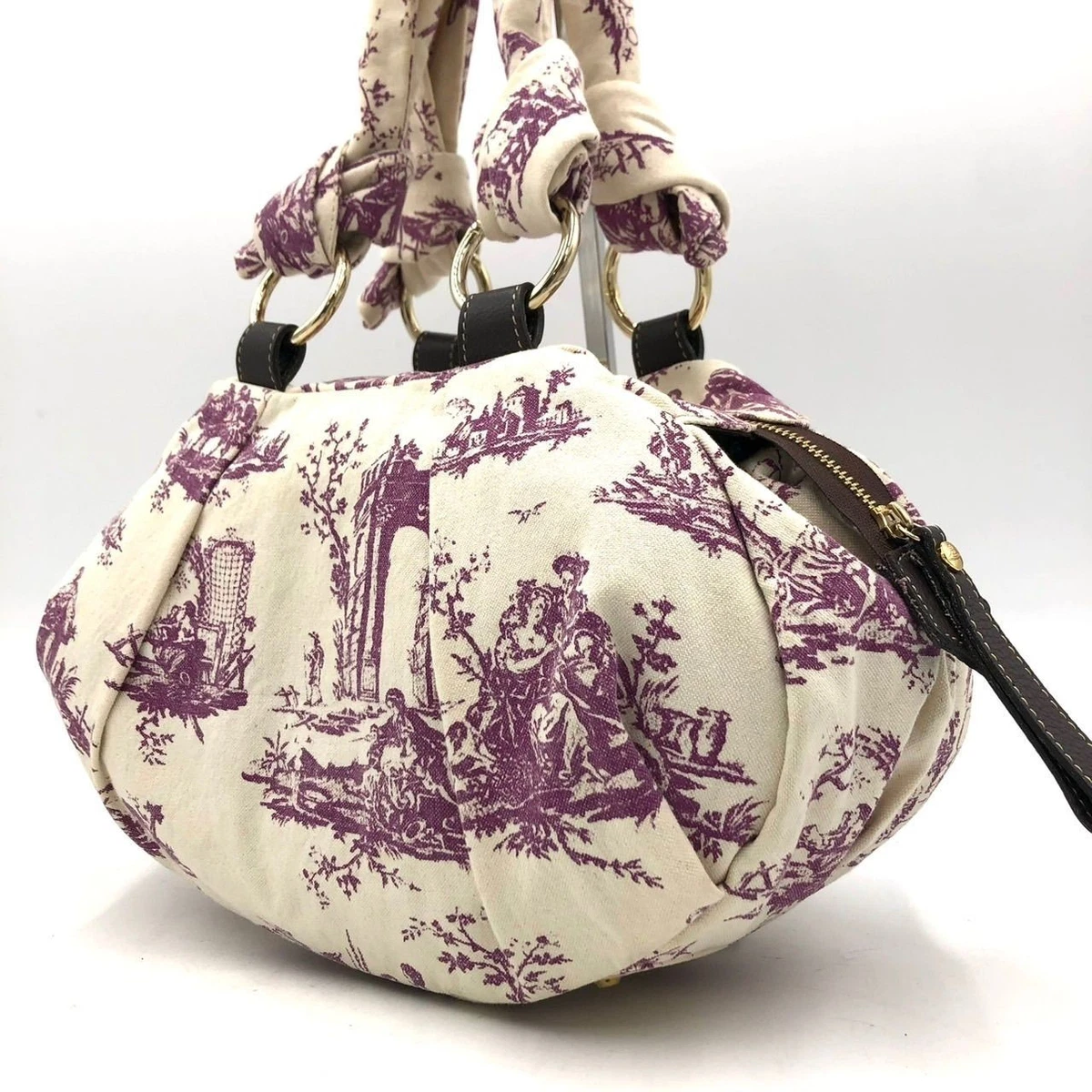 VIVIENNE WESTWOOD Landscape Pattern Tote Bag Canvas Purple Ivory