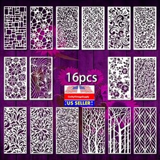 16pcs geometric flowers nature stencils for tile crafts 8.5" x 4"