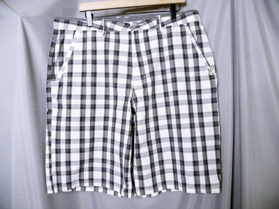 Mens Vans 36 actual 38x12 Casual Shorts Black White Check Plaid Flat Front Chino