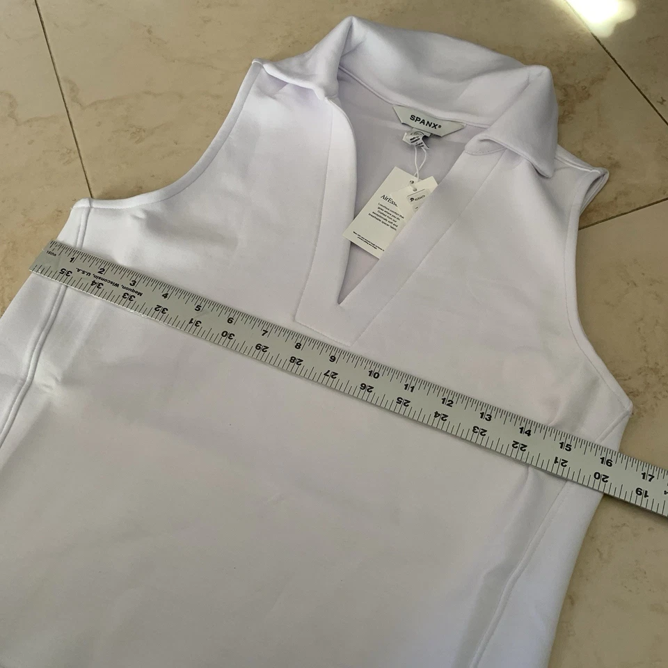Camiseta polo sin mangas para mujer Spanx XS blanca AirEssentials Air Essentials nueva con etiquetas Foto 4 de 4