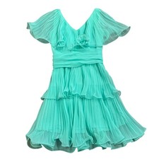 Vintage Miss Elliette Mint Green Pleated Cocktail Dress XS