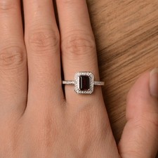 925 Sterling Silver Red Garnet Gemstone Dainty Ring For Women Duty Free