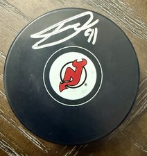 NEW JERSEY DEVILS DAWSON MERCER SIGNED AUTO DEVILS PUCK JSA WITNESS!!!