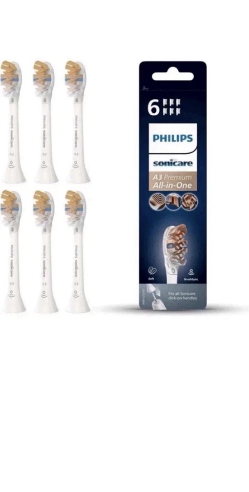 PHILIPS 6er Pack Zahnbürstenköpfe für Phillips Sonicare A3 Premium All In One HX9096 NEU