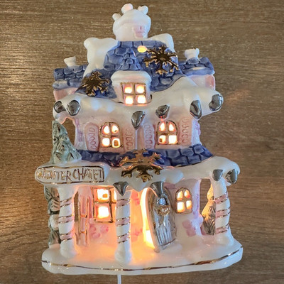 Maison Illuminee-Ceramic Winter Christmas Chalet-Light Up Ceramic Village-Gold