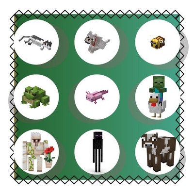 Minecraft mobs Tiere Enderman Chicken Jockey Eisen Golem Pin Button Brosche 58mm