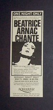 Listing image for Beatrice Arnac Chante Aquarius Theater LA 1969 Mini Poster Type Concert Ad