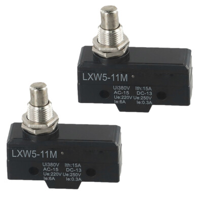 2PCS AC 250V 15A SPDT Momentary Plunger Micro Limit Switch Micro Switch LXW5-11M