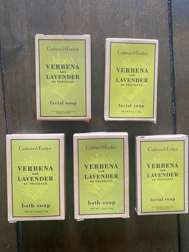 Lot of 5 Crabtree & Evelyn Verbena and Lavendar Facial Soap 1oz