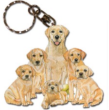 Labrador Retriever Yellow Lab Keychain Wooden