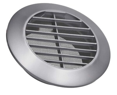 Silber rundes Lüftungsgitter 100 mm / 4'' mit Flansch und Fliegengitter Kanalabdeckung