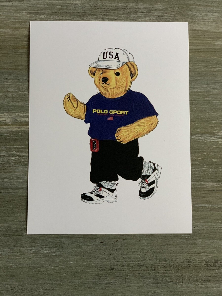 9X12 PRINT RRL RL RLX PRL POLO BEAR SPORT LAUREN USA ART US-RL