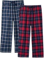 Men's Cotton Pajama Pants 2 Pack Comfy Lightweight Sleepwear with Pockets