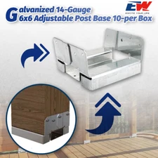 10 packs Adjustable Post Base ABA66Z ZMAX kit for Porch Railings, Mailbox Posts