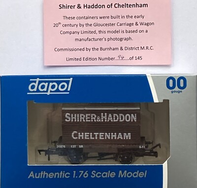 Dapol 00 Burnham & District MRC SR 13T 1P & Container Shirer & Haddon L/E Neuwertig