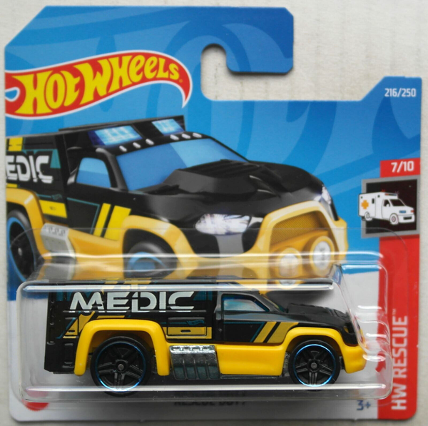 Hot Wheels Rescue Duty Schwarz/Gelb Medic Neu/Ovp Hw Einsatzfahrzeug Mattel-image