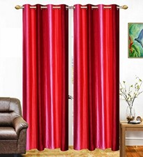 New 2 Piece Eyelet Long Door Curtain Set - 9 feet Maroon  Peach