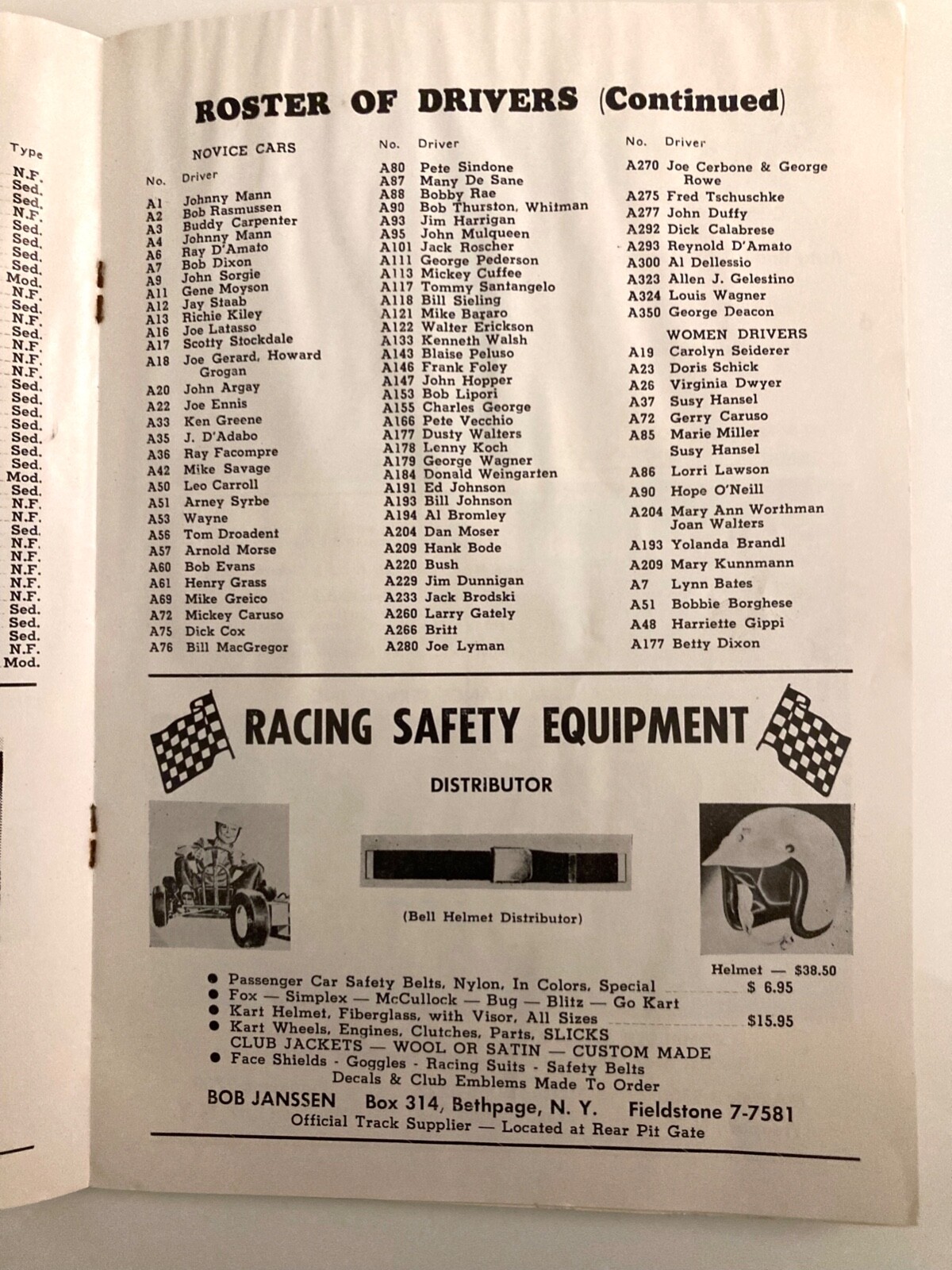 1962 FREEPORT STADIUM Auto Stock Car Racing Program Long Island, New