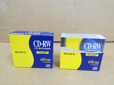 2 NEW & Open Box Sony CD-RW 1x 2x 4x  650 MB 74 Min 5 Pack Rewritable