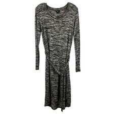 Mossimo Long Sleeve Midi Hi Low Dress Belted Gray Space Dye Size Medium