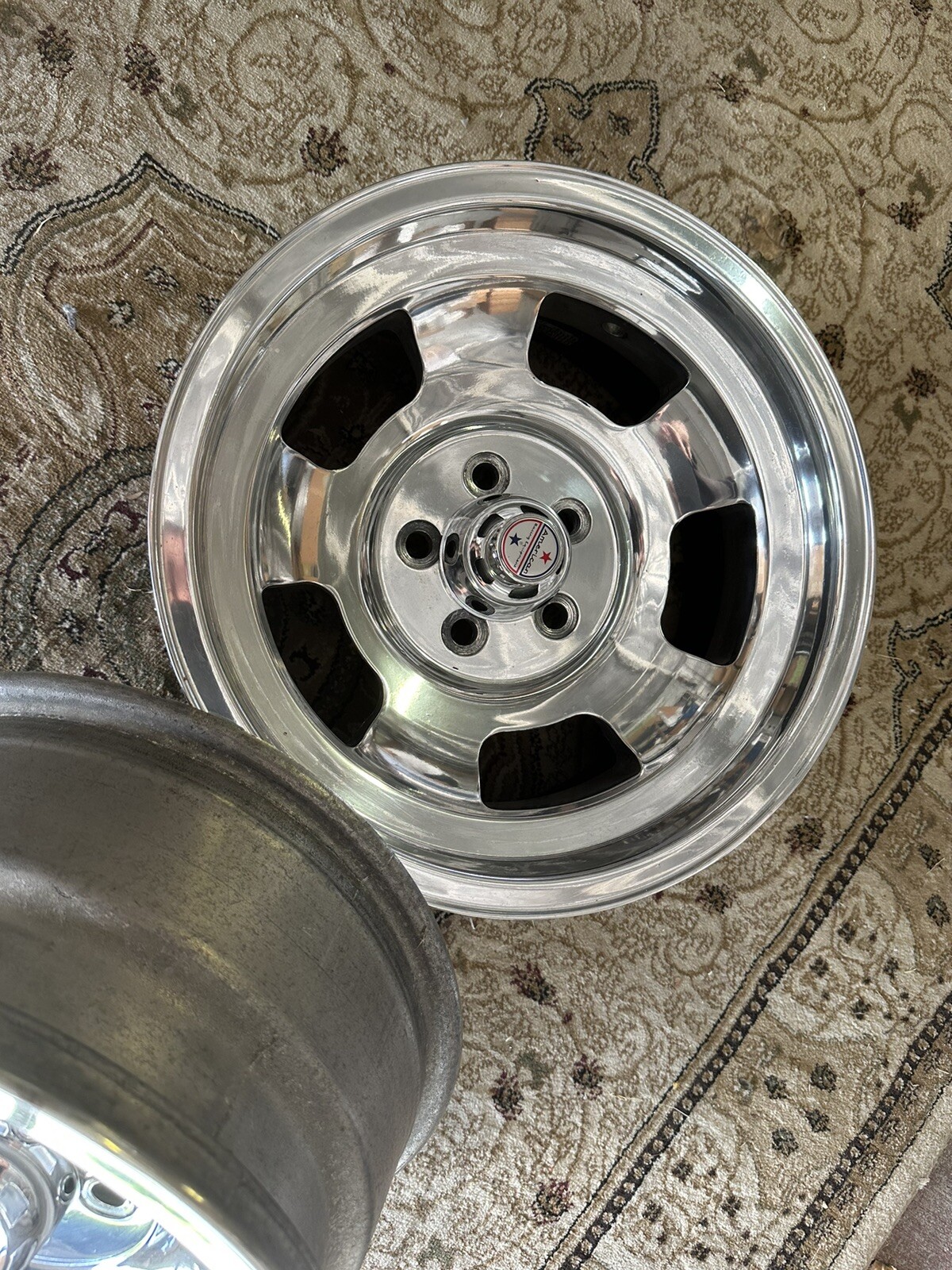 (2) PAIR REAL AMERICAN RACING POLISHED 15x7 VINTAGE SLOT MAGS 4 1/4 ...