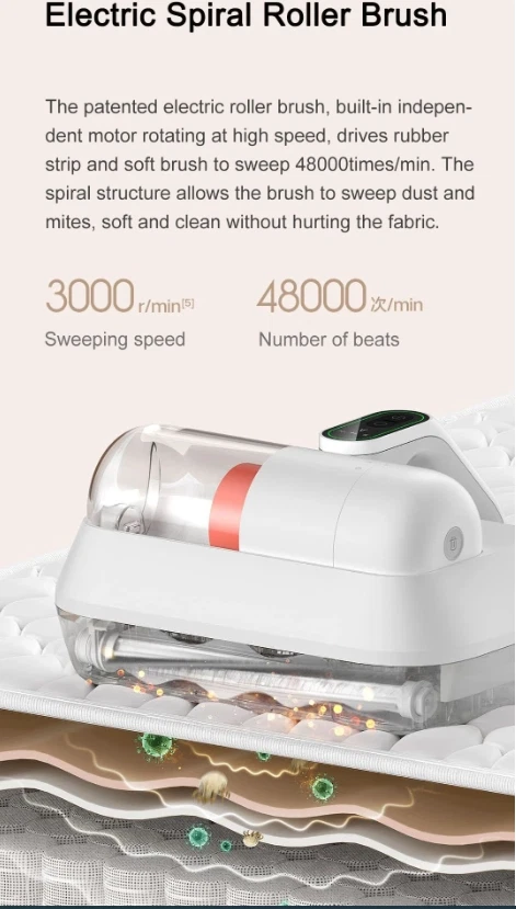XIAOMI Dust Mite Remover Pro Handheld Vacuum Cleaner LCD UV Sterilization 14KPa - Image 4 of 4