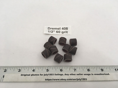 (10) NEW Dremel 408 Sanding Drums - 60 Grit - 1/2'' Rotary Tool Band Sleeve