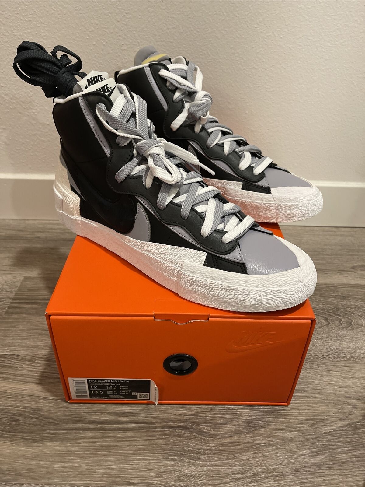 nike sacai blazer black grey