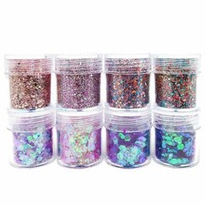 Wrapables Chunky Glitter for Hair Face Makeup Nail Art Decoration 8 Colors 