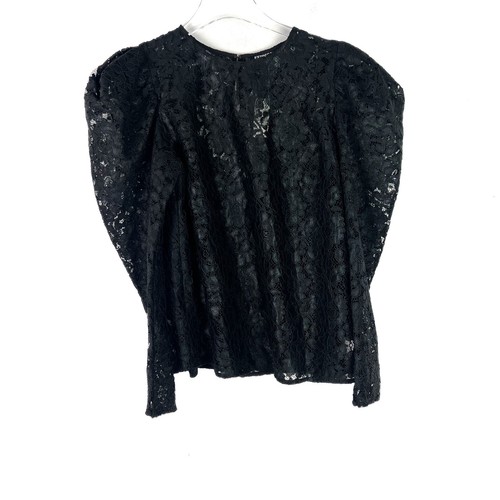 NWT Express Lace Puff Sleeve Top Shirt Going Out Black Size Small S NEW $88