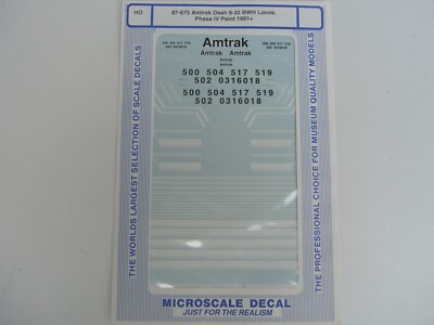 Microscale Decal 87-675 Amtrak Dash 8-32 BWH Locos Phase IV Paint 1991+  H0 Scal